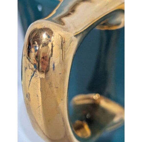 Hall Vintage 6 Cup Teal/Green Tea Pots Gold Accent - Picture 4 of 10